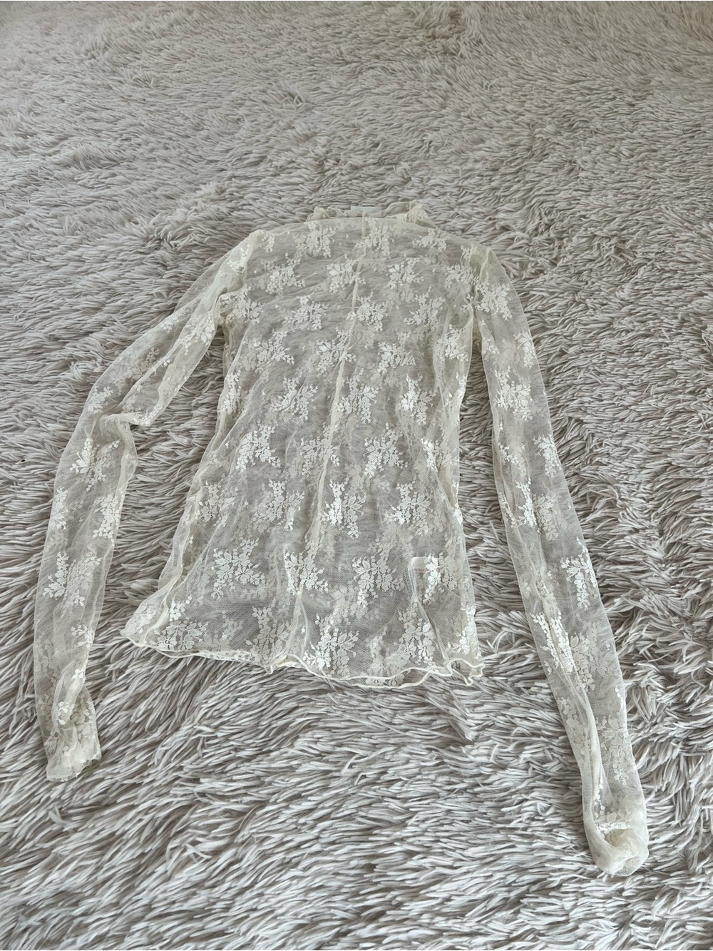 Free People Sheer Floral Lace Long-Sleeve Top - Ivory/Cream